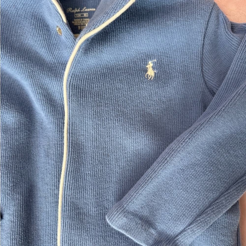 ✨host pick✨ Baby Boy’s Ralph Lauren Blue Sweater Footie preppy cottagecore